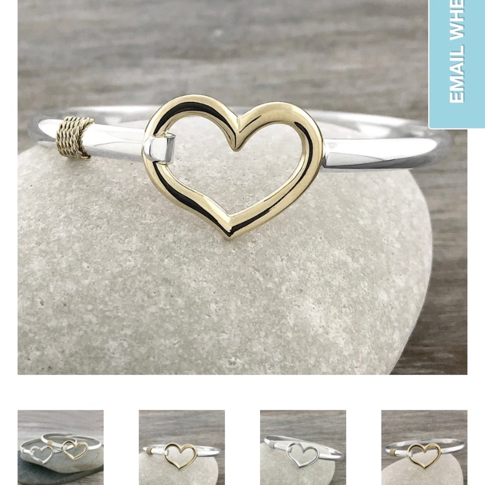 Cape Cod heart hook bracelet 24k gold sterling